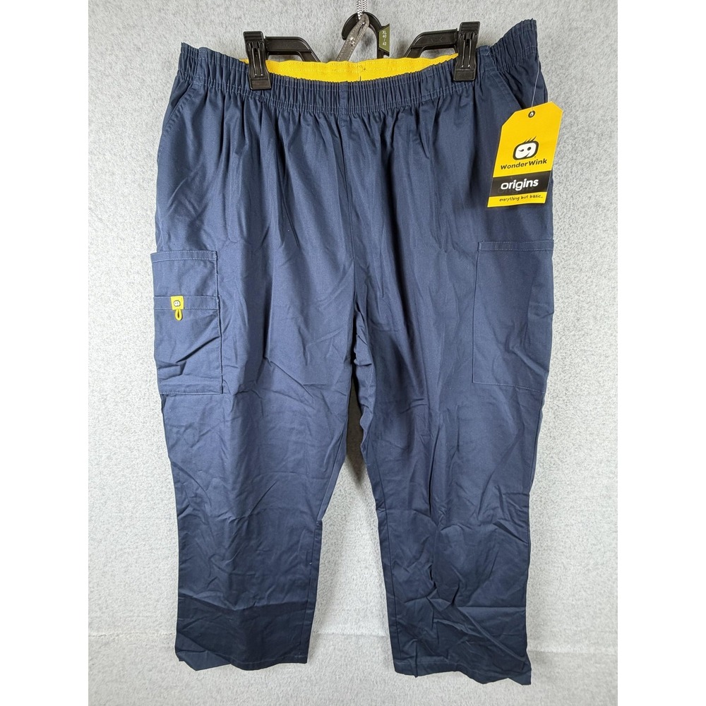 WonderWink Origins Cheer Pants Womens 3XP Petite Navy Scrub Cargo 5016PX‎